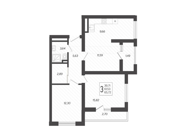 Планировка 3-комн 65,72 м²