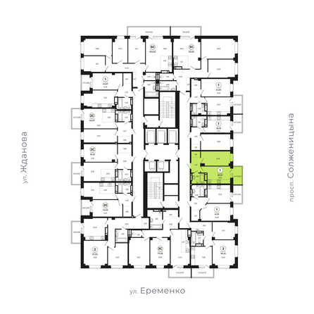 Планировка 1-комн 36,8 - 37,32 м²