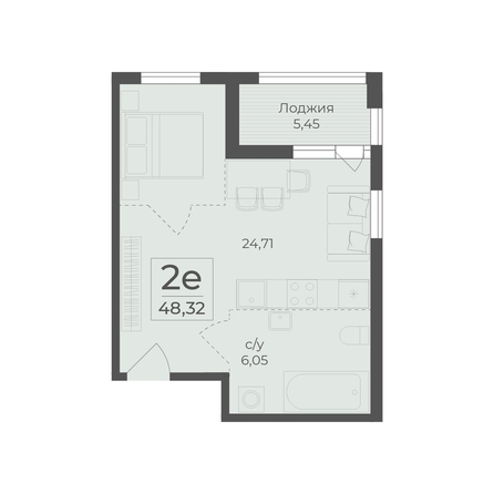 Планировка 2-комн 48,32 м²