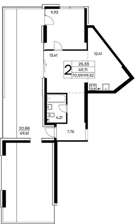 Планировка 2-комн 119,32 м²