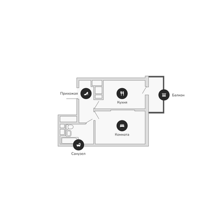 Планировка 1-комн 40,63 м²