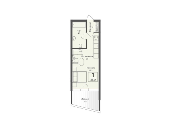 Планировка Апартамент 35 м²