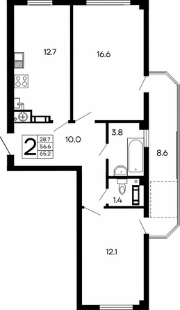 Планировка 2-комн 65,2 м²