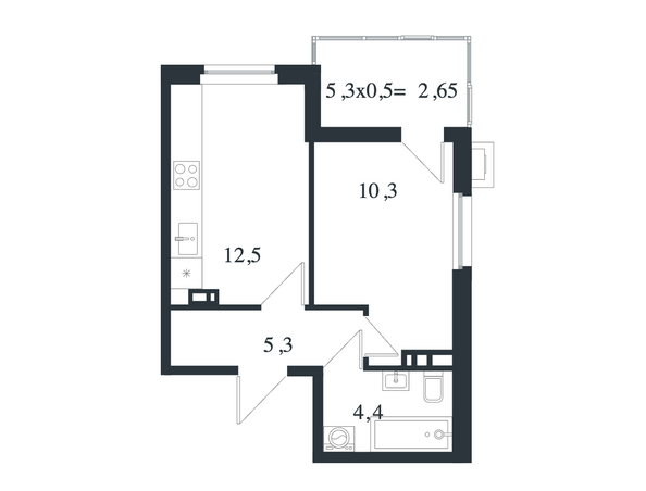 Планировка 1-комн 35,15 м²
