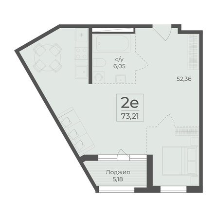 Планировка 2-комн 73,21 м²