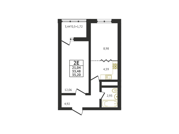 Планировка Студия 35,17, 35,2 м²