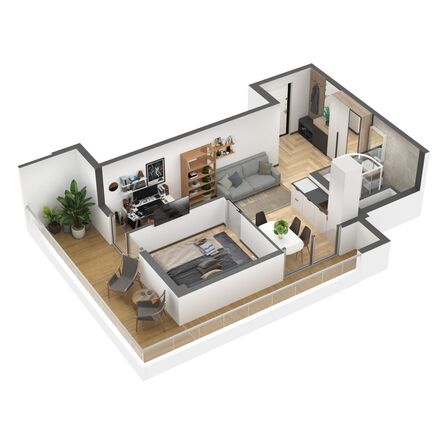 Планировка 1-комн 51,9, 52 м²