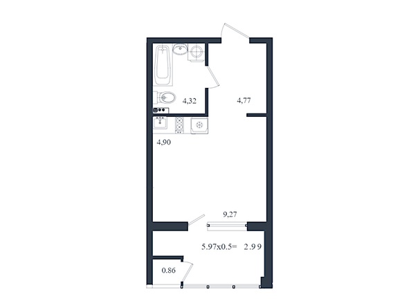 Планировка Студия 26,85 - 27,11 м²