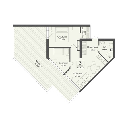 Планировка Апартамент 103,15 м²