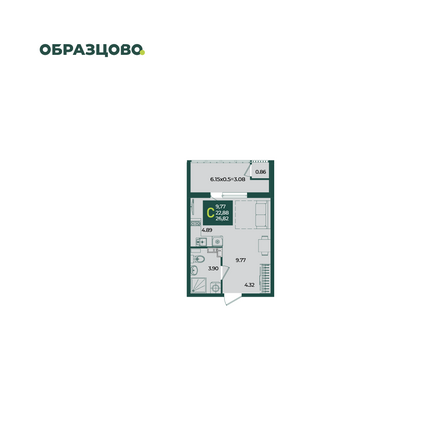 Планировка Студия 26,82 м²