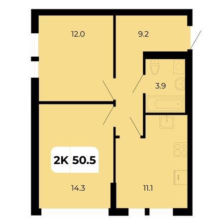 Планировка 2-комн 50,5 м²