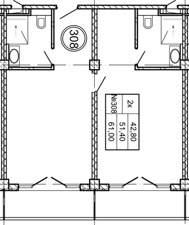 Планировка  51,4 м²