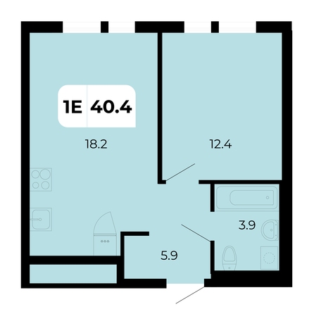 Планировка 1-комн 40,4 м²