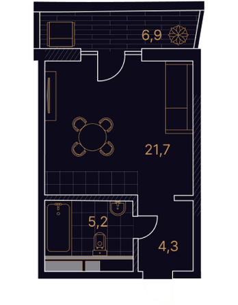 Планировка 1-комн 38,1 м²