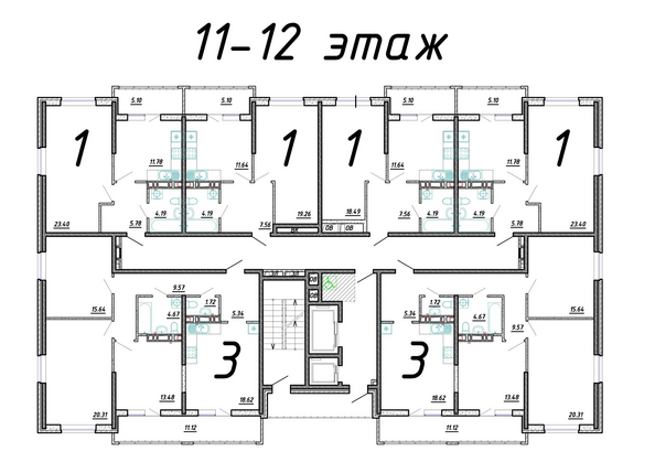 План 11,12 этажа
