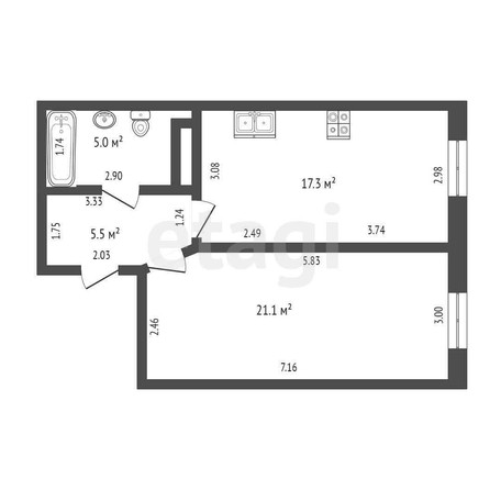 
   Продам 1-комнатную, 48.9 м², Песочная ул, 1/5

. Фото 7.