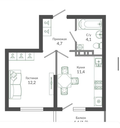 
   Продам 1-комнатную, 30 м², Искры ул, 66/9

. Фото 6.