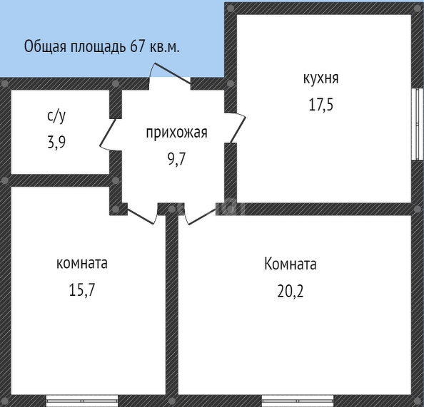 
   Продам 2-комнатную, 67.8 м², Атлантическая ул, 2/9

. Фото 1.