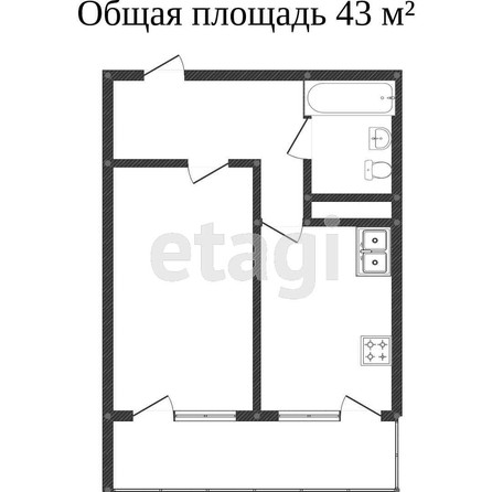 
   Продам 1-комнатную, 44 м², Казбекская ул, 1

. Фото 11.