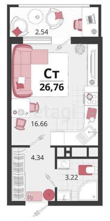 
   Продам студию, 26 м², Родные просторы, литера 22

. Фото 8.