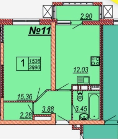 
   Продам 1-комнатную, 40 м², Ленина ул, 173А

. Фото 3.