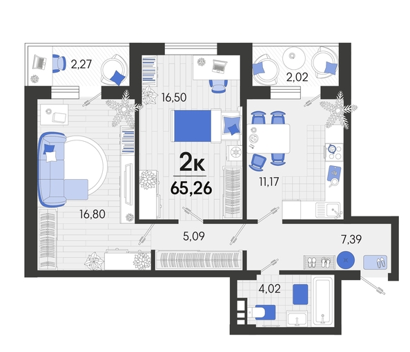 
   Продам 2-комнатную, 65.15 м², Белые росы, литера 8

. Фото 20.