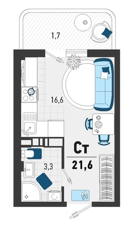 
   Продам 1-комнатную, 21.6 м², Конечная ул, 2

. Фото 1.