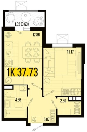 
   Продам 1-комнатную, 37.73 м², Цветной бульвар, литер 3

. Фото 4.