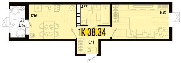 
   Продам 1-комнатную, 38.34 м², Цветной бульвар, литер 1

. Фото 4.