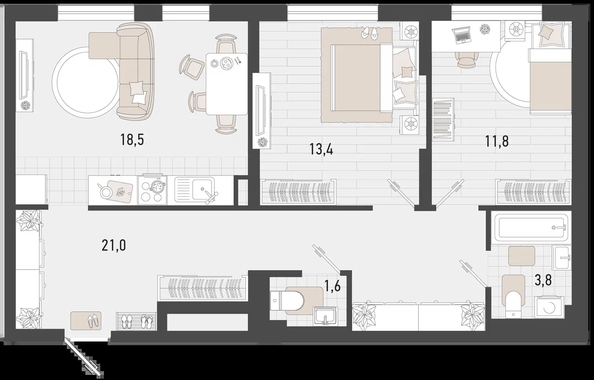 
   Продам 2-комнатную, 70.1 м², Барса, 4В литер

. Фото 1.