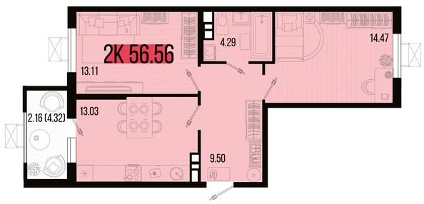 
   Продам 2-комнатную, 56.56 м², Цветной бульвар, литер 2

. Фото 4.
