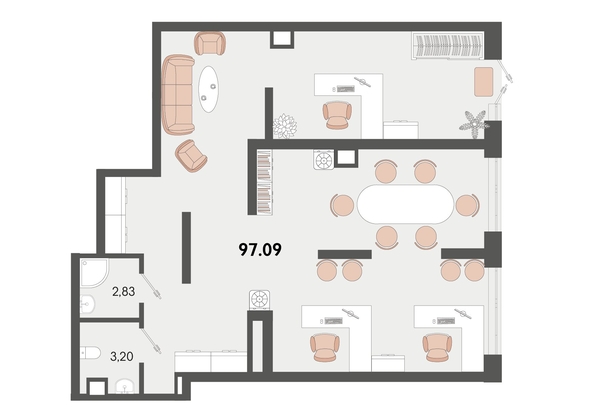 
   Продам офис, 97.09 м², Родные просторы, литера 20

. Фото 1.