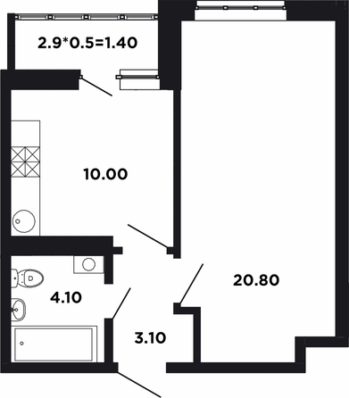 
   Продам 1-комнатную, 39.8 м², Мурата Ахеджака ул, 12 к3

. Фото 1.
