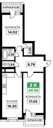 
   Продам 2-комнатную, 66.9 м², Бородинская ул, 156/2

. Фото 34.