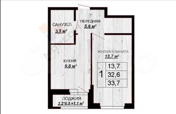 
   Продам 1-комнатную, 35 м², Тепличная ул, 62/1к6

. Фото 9.