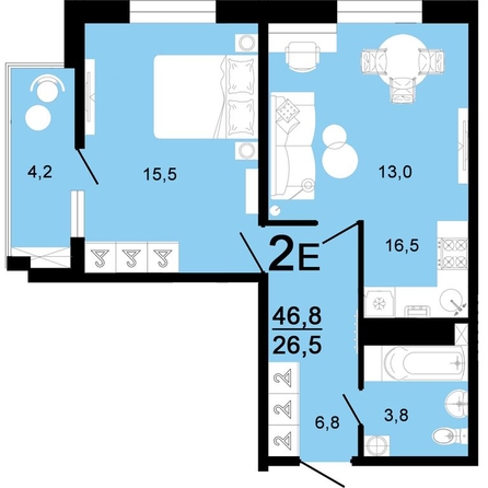
   Продам 2-комнатную, 46.8 м², Горячий, литера 4

. Фото 1.