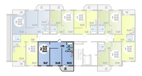 
   Продам 2-комнатную, 55.44 м², Южная долина, литера 1

. Фото 1.