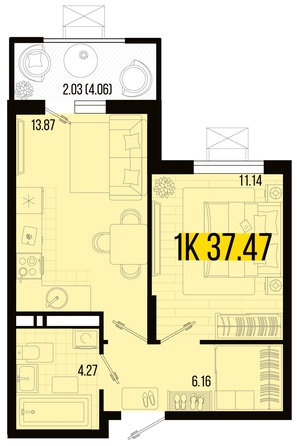 
   Продам 1-комнатную, 37.47 м², Цветной бульвар, литер 2

. Фото 4.