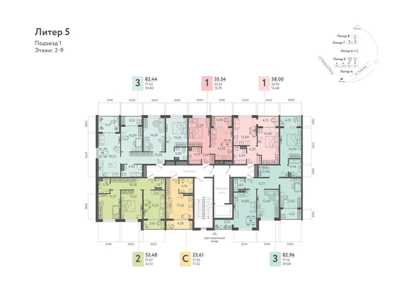 
   Продам 1-комнатную, 35.54 м², Клубный квартал «Друзья», литера 5

. Фото 1.