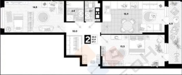 
   Продам 3-комнатную, 61.6 м², Ивана Беличенко ул, 103/1

. Фото 8.