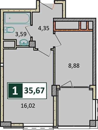 
   Продам 2-комнатную, 35.67 м², Тепличная ул, 4к1

. Фото 2.