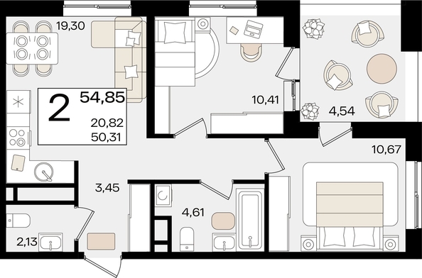 
   Продам 2-комнатную, 54.85 м², Патрики, литер 1.3

. Фото 8.