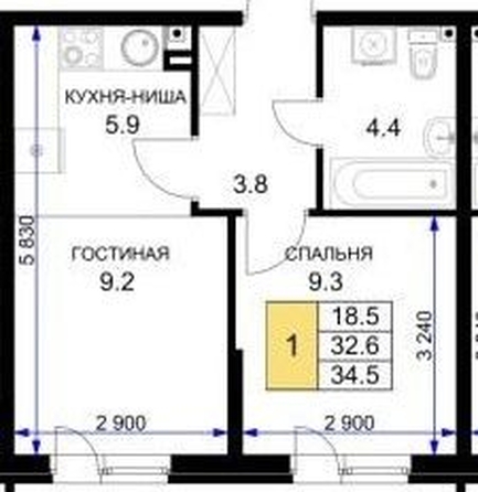 
   Продам 1-комнатную, 32.6 м², Героя Ростовского ул, 8к1

. Фото 11.