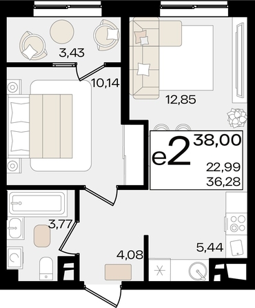 
   Продам 2-комнатную, 38 м², Патрики, литер 1.1

. Фото 8.