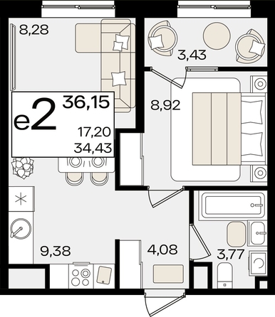 
   Продам 2-комнатную, 36.15 м², Патрики, литер 1.5

. Фото 7.