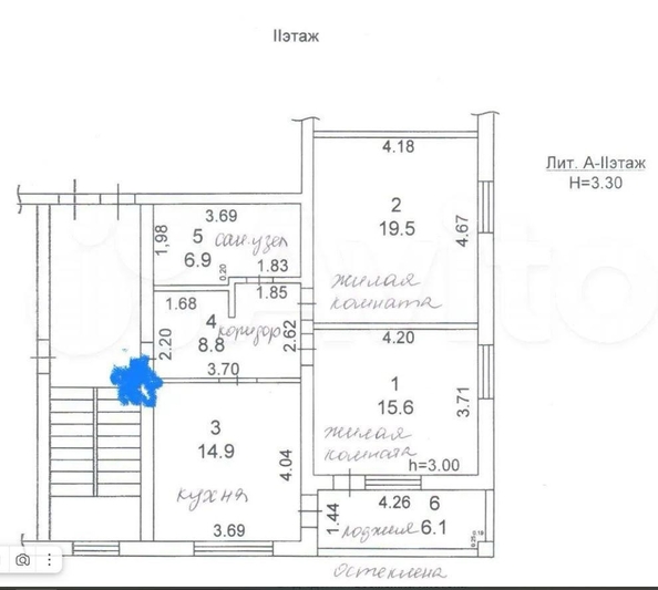 
   Продам 2-комнатную, 72 м², Маяковского ул, д 5А

. Фото 4.