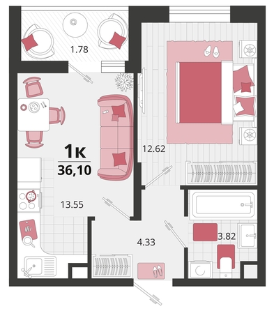 
   Продам 1-комнатную, 36.1 м², Родные просторы, литера 25

. Фото 4.