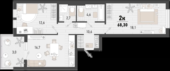 
   Продам 2-комнатную, 68.3 м², Барса, 3В литер

. Фото 12.