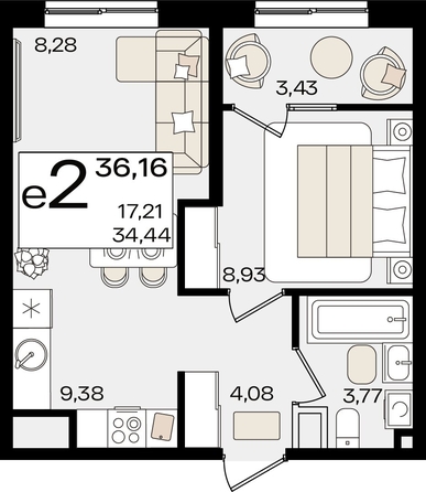 
   Продам 2-комнатную, 36.16 м², Патрики, литер 1.4

. Фото 11.