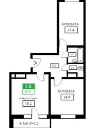 
   Продам 2-комнатную, 63.3 м², Домбайская ул, 55к6

. Фото 9.